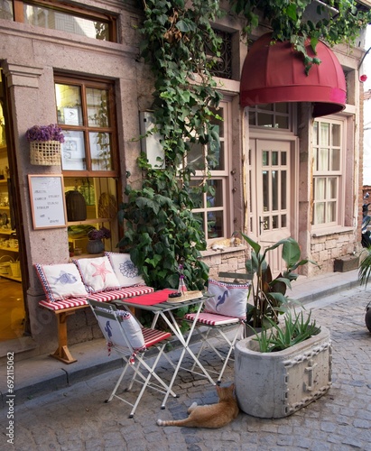Fototapeta Naklejka Na Ścianę i Meble -  street cafe in the old town country