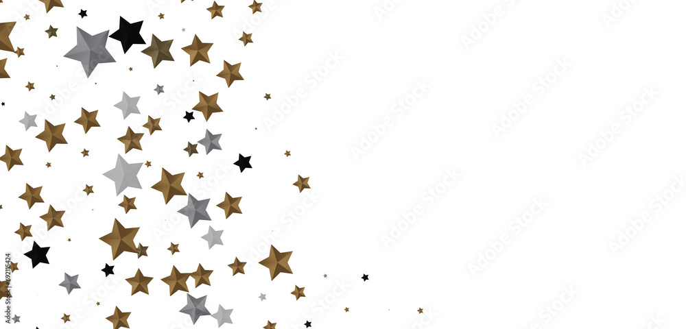 Fototapeta premium Astral Downpour: 3D Illustration Brings a Shower of Gold Stars
