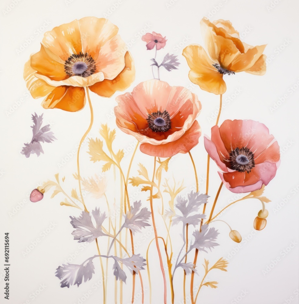 the poppies on a white background painting the poppies on a white background painting