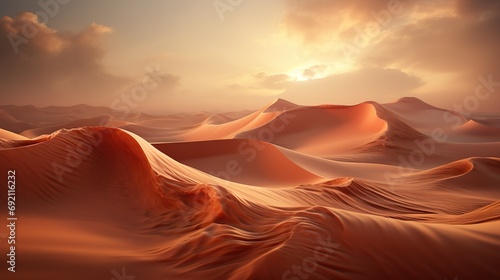 serene waves of desert sand in golden light photo