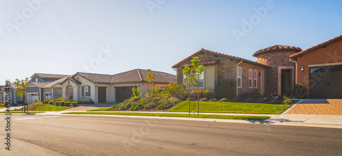  Luxury homes on an empty street in small California town