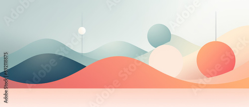 A minimalist pastel abstract with geometric shapes and soft circles on a serene background.