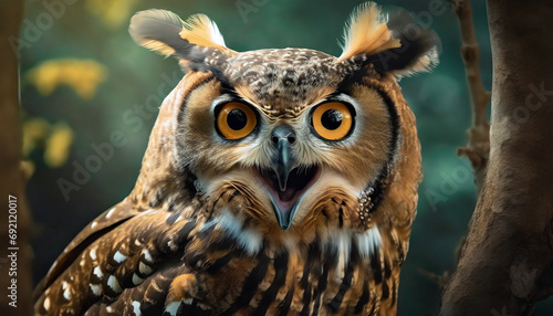 Surprised Owl Macro Shot © CreativeStock
