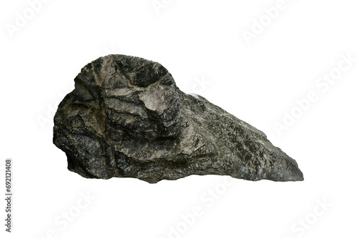 A large strange schist rock stone in Silurian Devonian period isolated on white background. photo