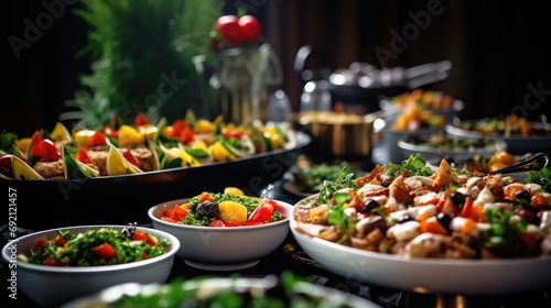 Catering buffet food indoor in restaurant. Buffet service for any festive event, party or wedding reception. © Lubos Chlubny