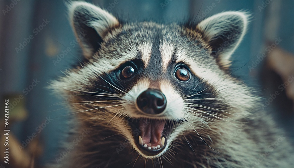 Raccoon in Shock Close-up Shot