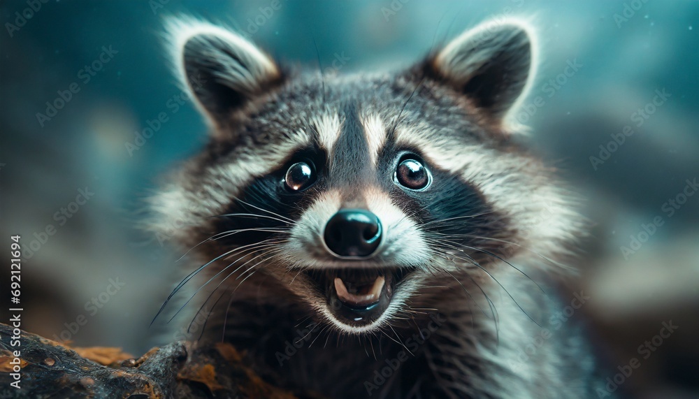 Raccoon in Shock Close-up Shot