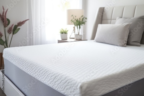 Close-up of foam mattress in bed photo