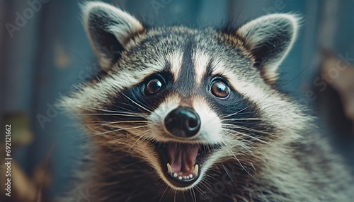 Raccoon in Shock Close-up Shot