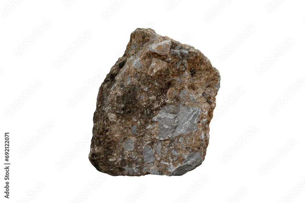 A large breccia rock stone isolated on white background. Outdoor garden decoration stones. A large breccia rock stone isolated on white background. Outdoor garden decoration stones.