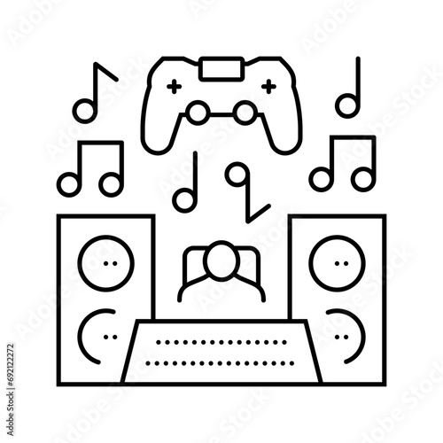 sound design game development line icon vector. sound design game development sign. isolated contour symbol black illustration