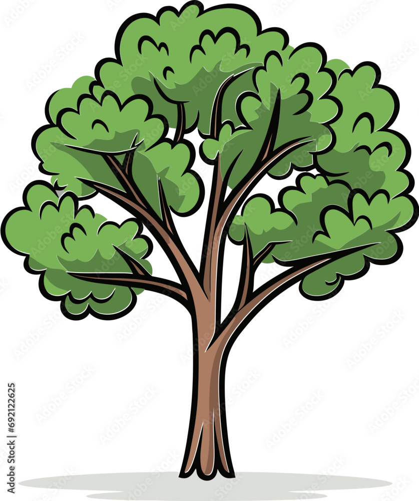 Fototapeta premium Artistic Wilderness Hand-Drawn Tree Vector Series