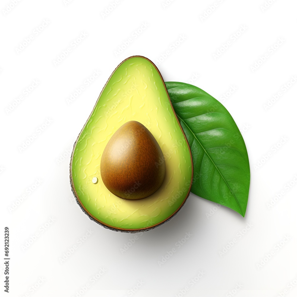 3D Avocado Icon on White Background 3D Avocado Icon on White Background