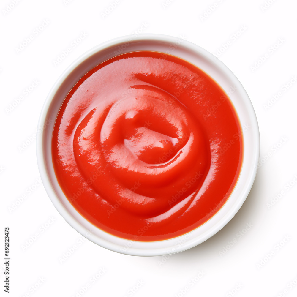 A delectable helping of tomato sauce in a pristine bowl is part of a gathering of various condiments. A delectable helping of tomato sauce in a pristine bowl is part of a gathering of various condiments.