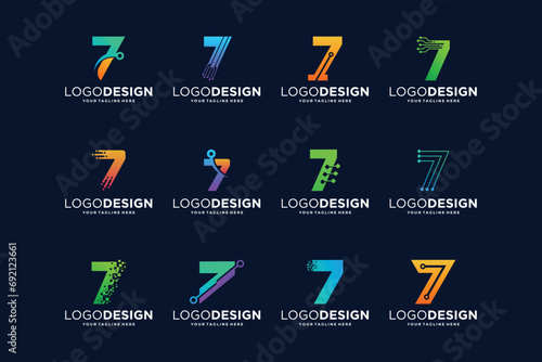 Number 7 collection of digital connection logo designs photo
