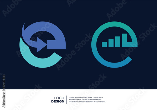 Letter E financial diagram logo design.