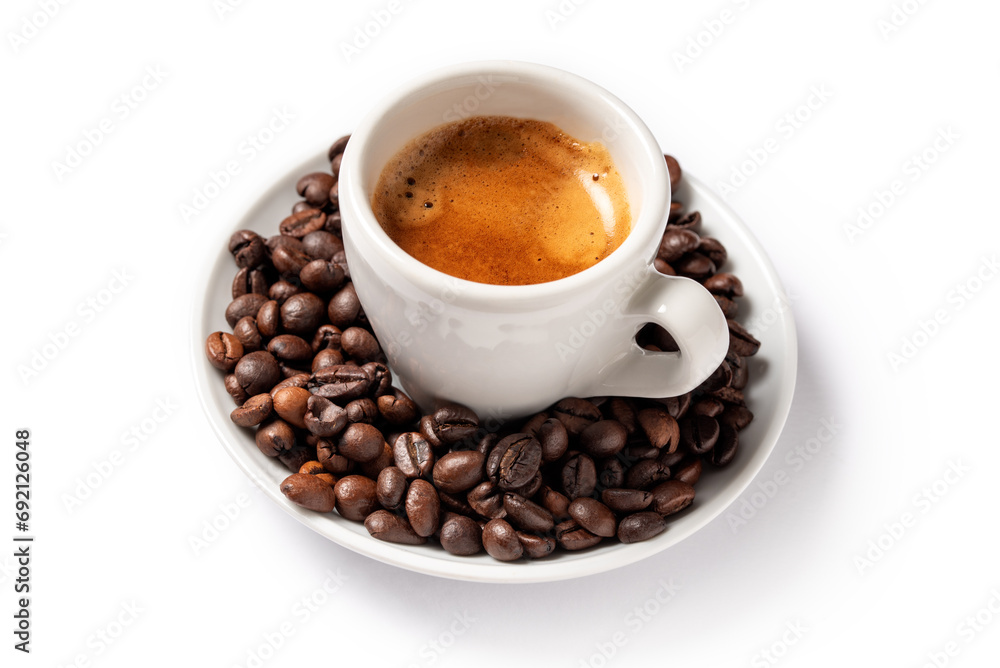 Tazzina di classico caffè espresso napoletano, bevanda italiana Tazzina di classico caffè espresso napoletano, bevanda italiana