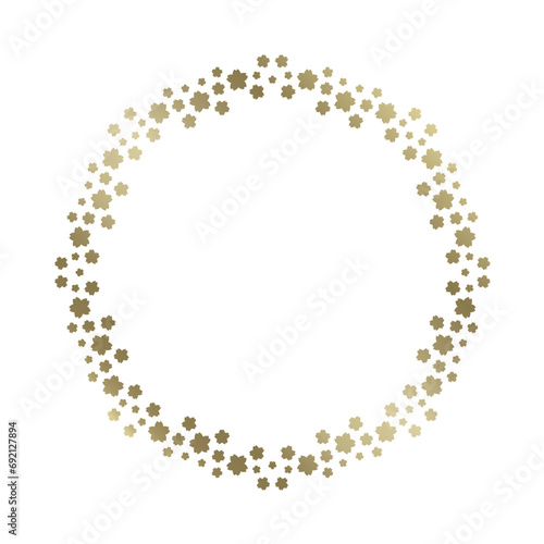 桜をモチーフにした春の飾り枠。高級感あるゴールドのフレームデザイン。字無