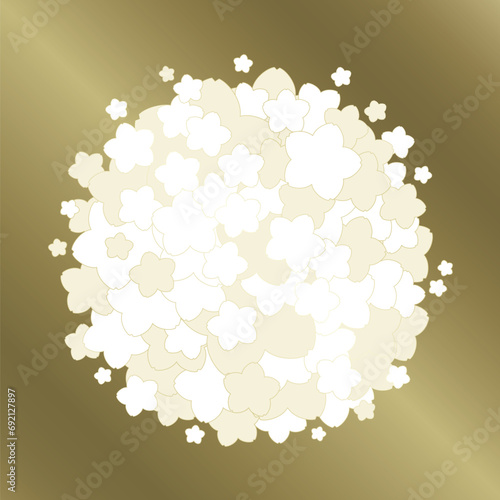 桜をモチーフにした春の飾り枠。高級感あるゴールドのフレームデザイン。字無