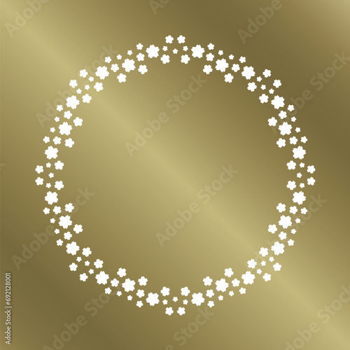 桜をモチーフにした春の飾り枠。高級感あるゴールドのフレームデザイン。字無