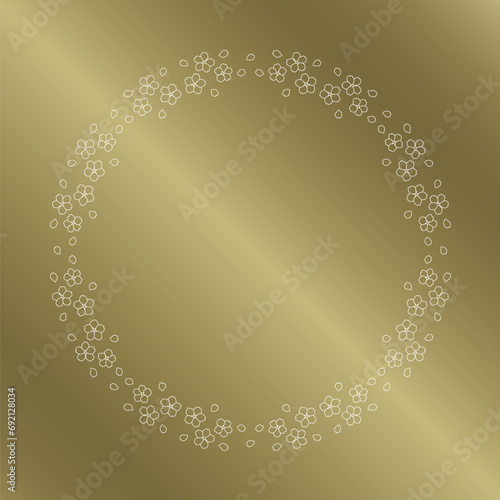 桜をモチーフにした春の飾り枠。高級感あるゴールドのフレームデザイン。字無