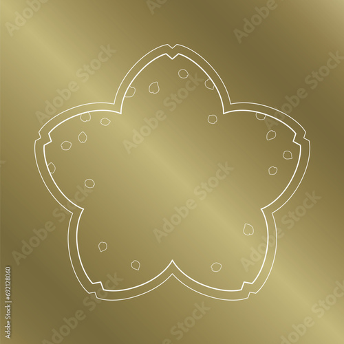 桜をモチーフにした春の飾り枠。高級感あるゴールドのフレームデザイン。字無