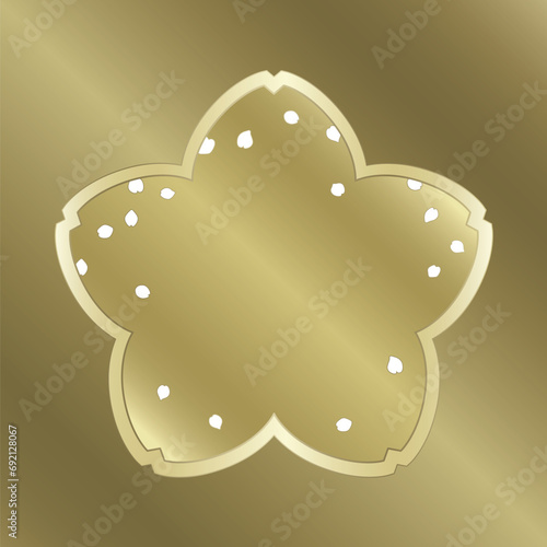 桜をモチーフにした春の飾り枠。高級感あるゴールドのフレームデザイン。字無