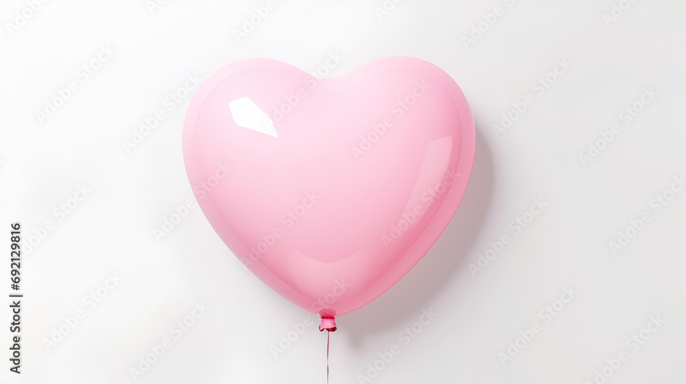 Pink air balloon heart shape on a white background. Concept wedding, valentines day, photo zone, lovers. Generated AI