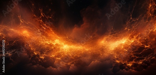 Background of fractal art with fire and sparks. Volcanic eruption or fireworks. photo