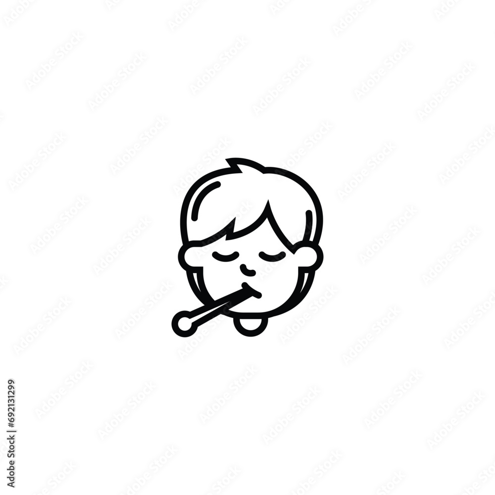 riginal vector illustration. The icon of a sick person with a thermometer. riginal vector illustration. The icon of a sick person with a thermometer.