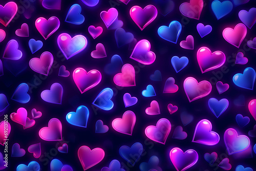 purple hearts wallpaper, AI generated