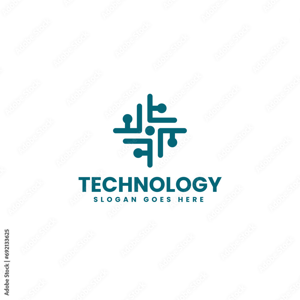 Obraz premium Vector Logo Illustration Technology Line art Style