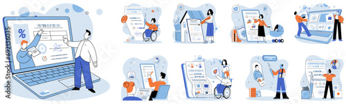 Insurance policy vector illustration. Protection services are financial guardians, standing watch over temple health Business is heartbeat safety, and insurance policy is rhythm assurance