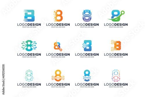 Number 8 collection of digital connection logo designs