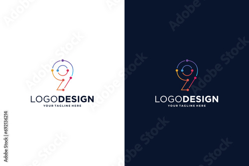 Number 9 logo design for digital technology symbol.