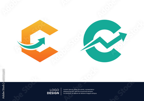 Letter C financial investment logo design.
