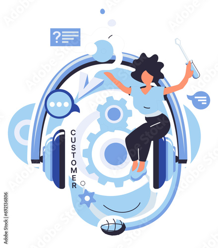 Client support vector illustration. Client support is backbone online business, ensuring satisfaction and feedback In realm technology, client support acts as guiding light, offering advice and aid