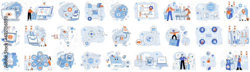 Artificial intelligence vector illustration. In cybernetic realm, processors are engines propelling artificial intelligence forward The knowledge ecosystem thrives in fertile soil machine learning