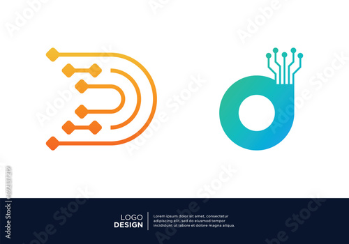 Artificial Intelligence letter D logo design.