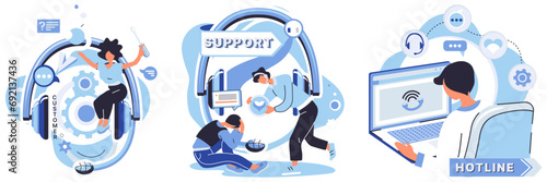 Help desk vector illustration. The help desk concept thrives on synergy technology, service, and professional consultation Online success is intertwined with support centers mission to aid and assist
