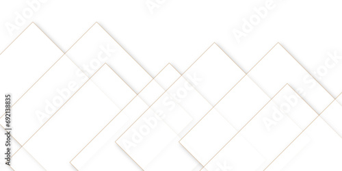 Abstract white background with square gold line shapes. 