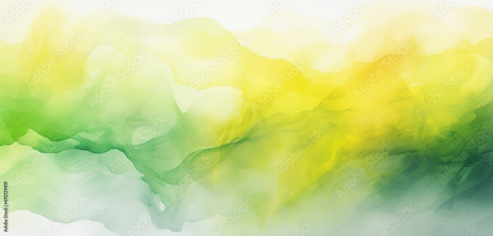 Delve into the world of watercolor with an abstract background featuring a light tone, showcasing a hand-drawn gradient in yellow, green, and white hues.