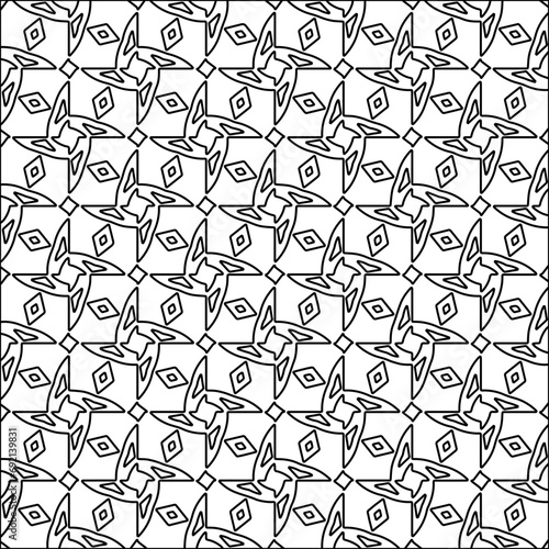 Figures from lines.Black pattern on white wallpaper for web page  textures  card  poster  fabric  textile. Abstract background.Repeating background image.White texture. Lines form shapes.