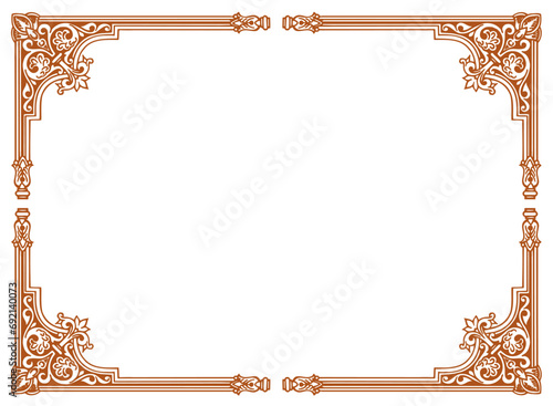 Brown vintage frame with ornament, frame for a text and photo vector illustration