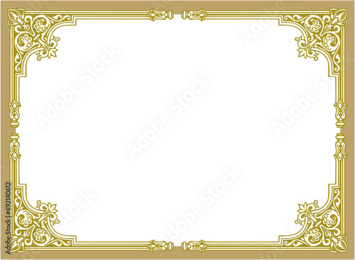 Golden vintage frame with ornament, frame for a text and photo vector illustration