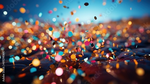 Colorful golden glitter confetti for holiday background