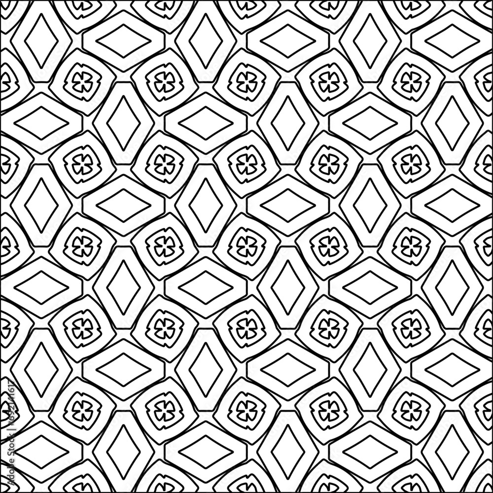 Figures from lines.Black pattern on white wallpaper for web page, textures, card, poster, fabric, textile. Abstract background.Repeating background image.White texture. Lines form shapes. Figures from lines.Black pattern on white wallpaper for web page, textures, card, poster, fabric, textile. Abstract background.Repeating background image.White texture. Lines form shapes.