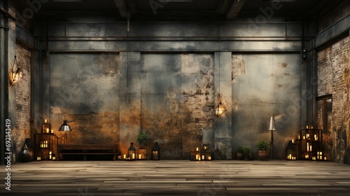 Warm Vintage Lamps Illuminate an Industrial Chic Space with Rustic Textures photo