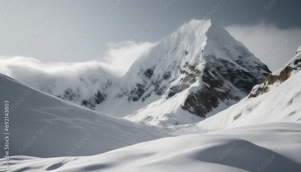 3d render snow mountain white terrain cold environment