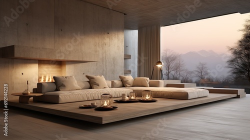 Concepto de diseño de interior de una vivienda. Arquitectura y habitabilidad. Generado por IA. © Cris.lo Studio